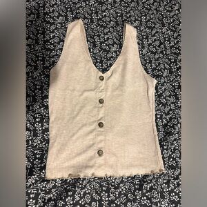 Beige Button-Up Women's Top